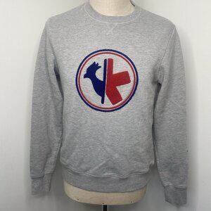 Rossignol Wallpaper Crew Neck Sweatshirt Mens M Grey Embroidered Logo Shirt